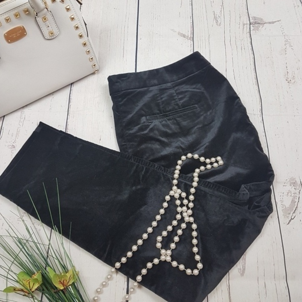 NEW WHBM Black Skinny Velvet Tuxedo Ankle Pants